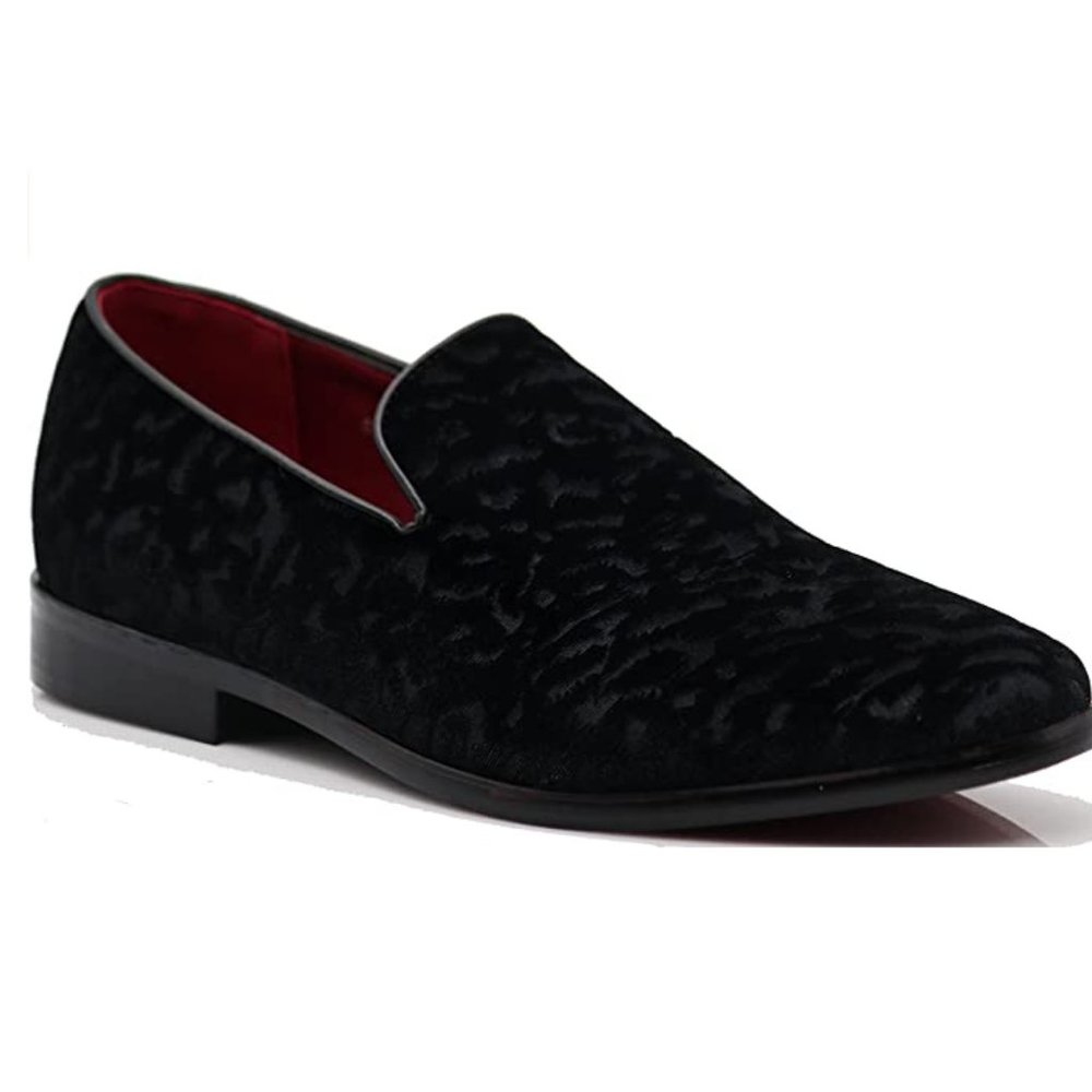 Men's Vintage Velvet Flower Designer Dress Loafers Slip On  Classic Tuxedo spk41
